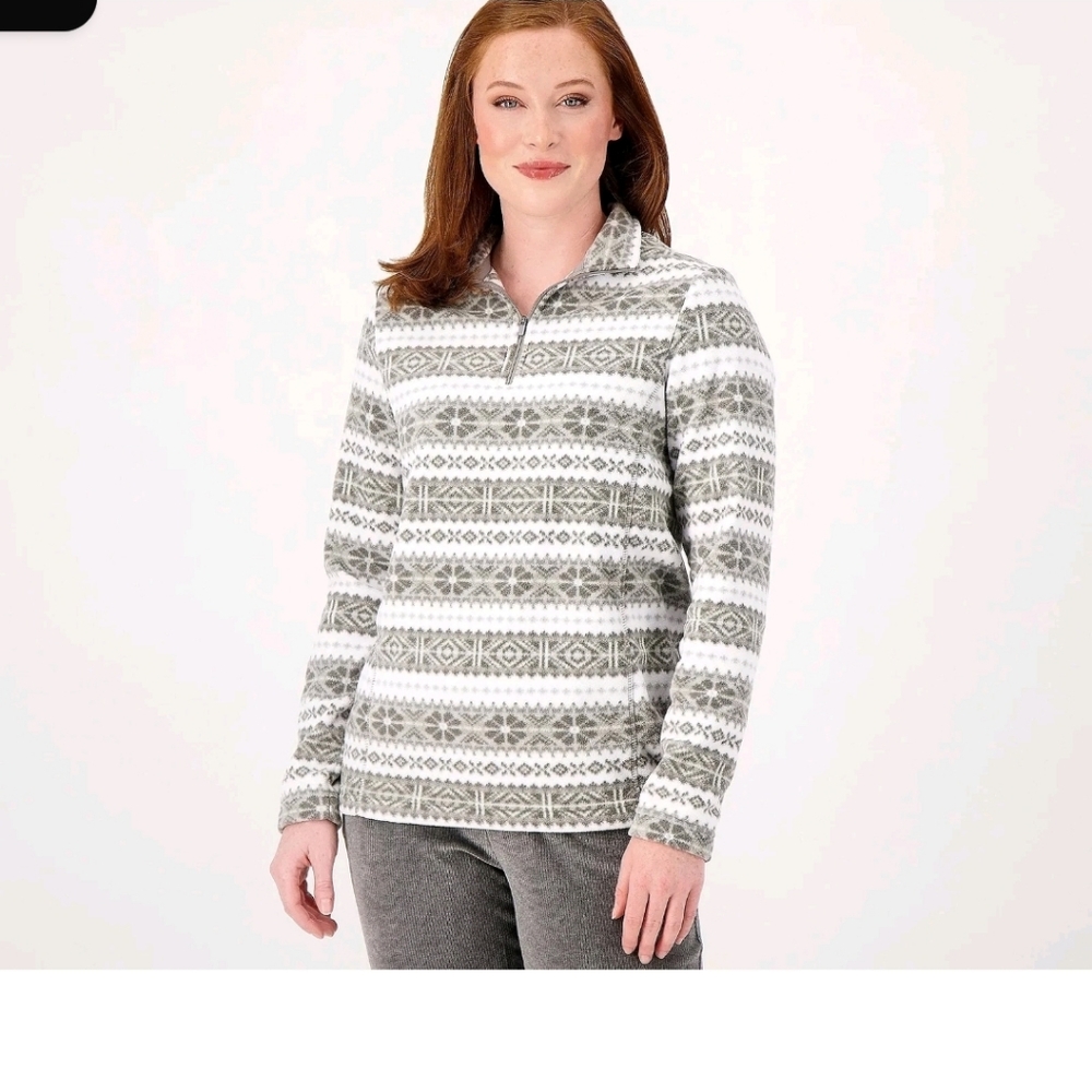 Lands' End Size Medium Fleece Quarter Zip Pullover